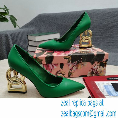 Dolce  &  Gabbana Heel 10.5cm Leather Pumps Green with DG Pop Heel 2021